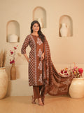 Brown Floral Printed Pure Cotton Kurti Set | Gouri Jaipur