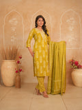 Mustard Yellow Printed Pure Cotton Kurti Set | Gouri Jaipur